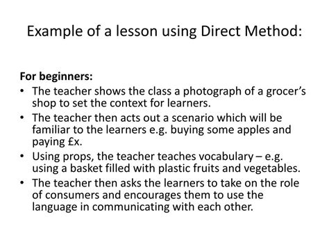 direct method example lesson