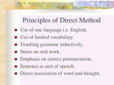 direct method of teaching english example