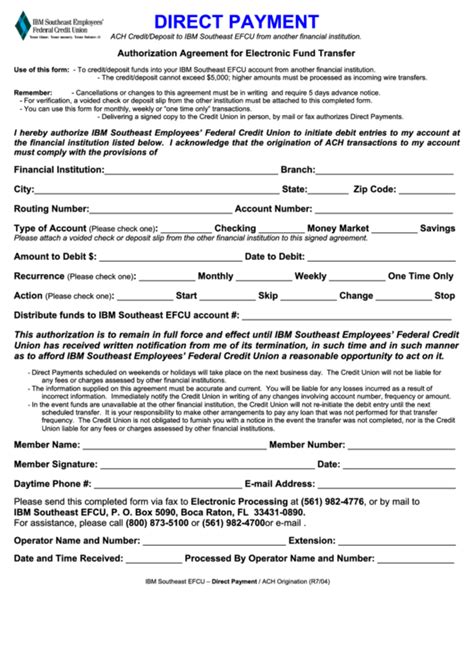 Direct Payment Authorization Form Template