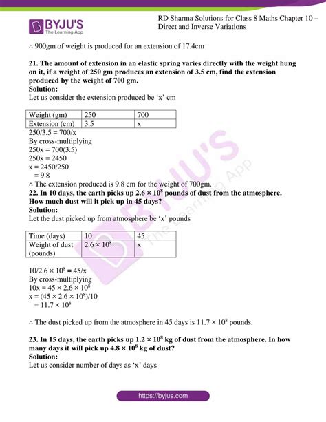 direct variation and inverse variation class 8