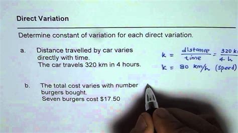 direct variation examples real life with solutions