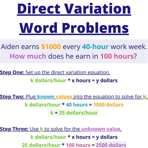 direct variation word problems with answers