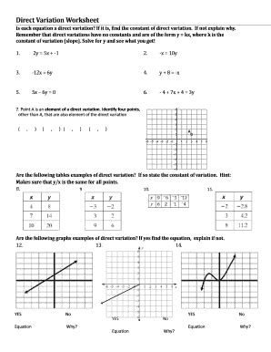 direct variation worksheet answers pdf