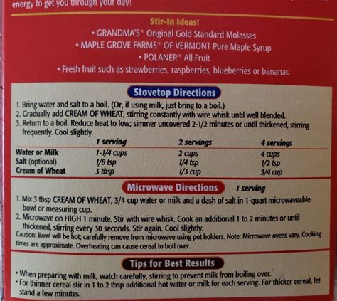 Directions For Cream Of Wheat: Two Delicious Recipes