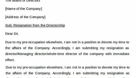 Director Resignation Letter Templates 7+ Free PDF, Word
