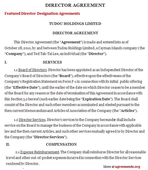Director Agreement Templates 10+ Free Word, PDF Format Download
