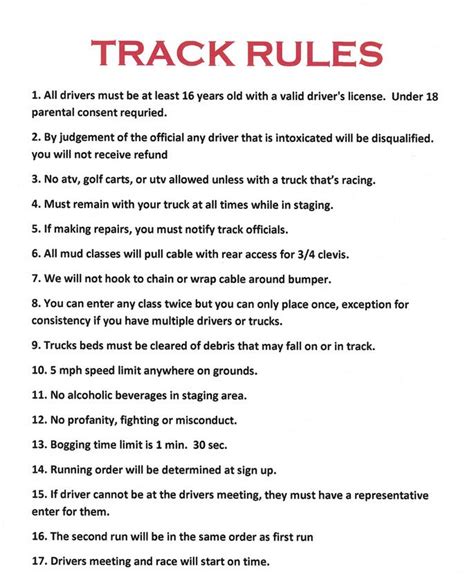 dirt track racing rules