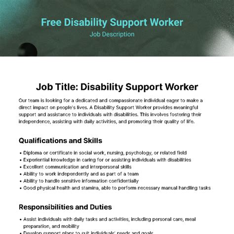 Disability Support Worker Job Title