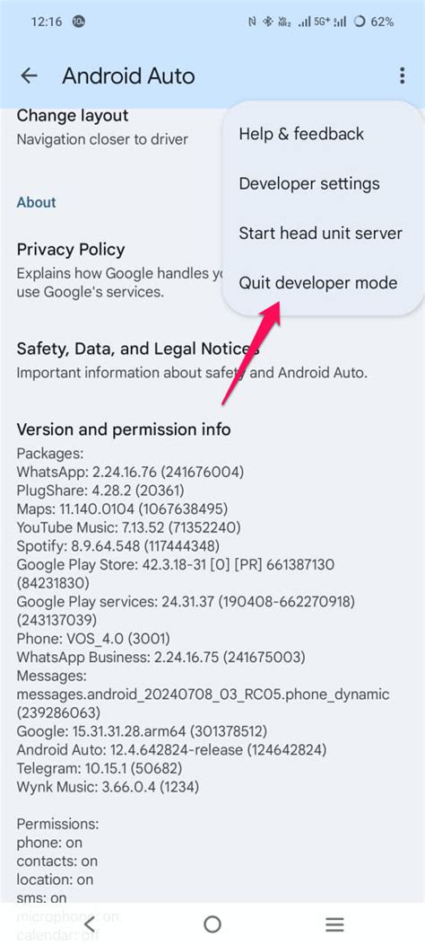 disable android auto developer mode