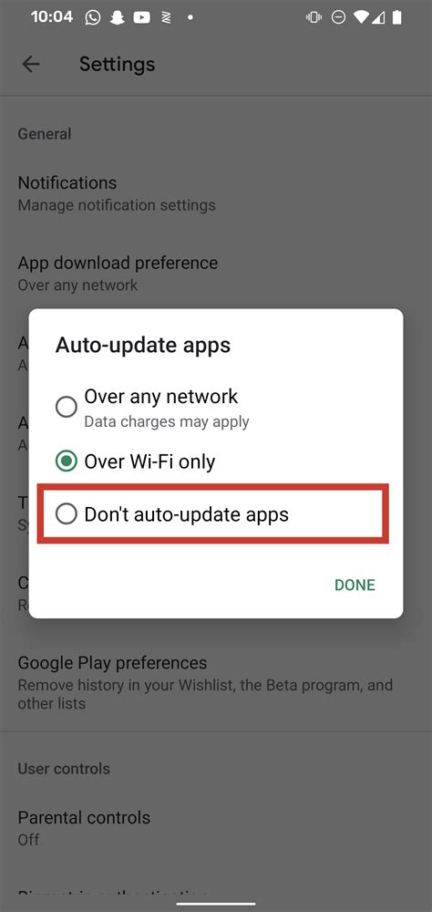 Disable Auto Update Android Specific App