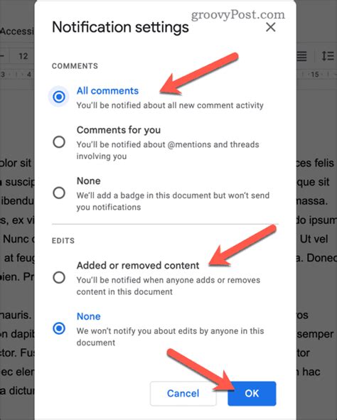 disable comment notifications google docs