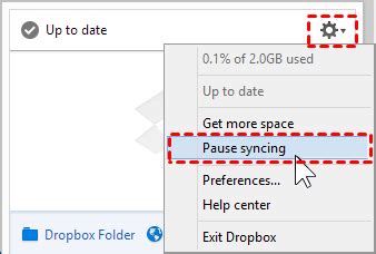 Disable Dropbox Desktop Sync