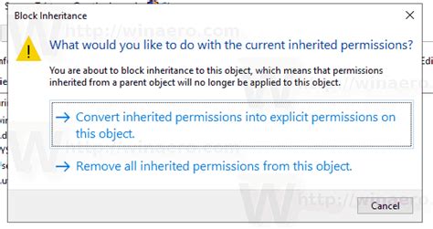 disable inheritance file permissions