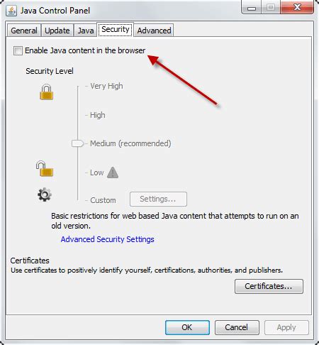Disable Java Security Warning In Internet Explorer