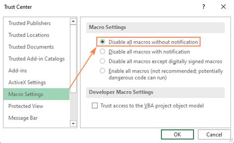 disable macros in excel 2016
