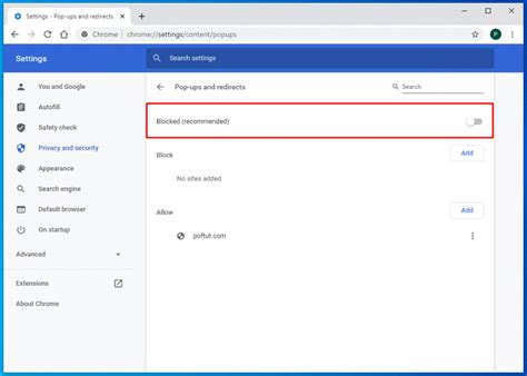 disable pop up on chrome