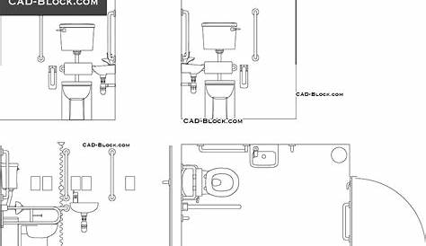 Toilets for handicapped in hospital section and plan details dwg file Cadbull