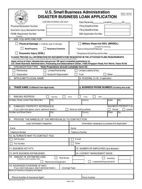 disaster loan relief application