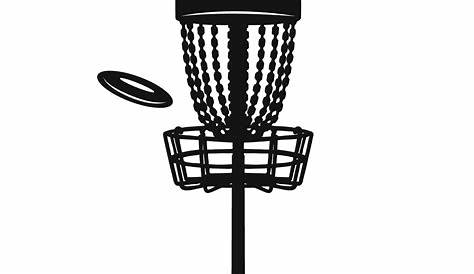 Disc golf basket icon with flying disk Royalty Free Vector