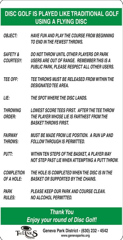 Disc Golf Tournaments Rules