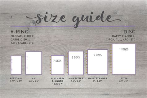 Discbound Notebook Sizes