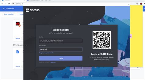 discord login page on chrome