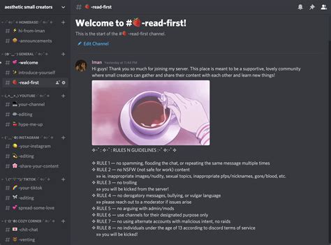 discord server aesthetic layout