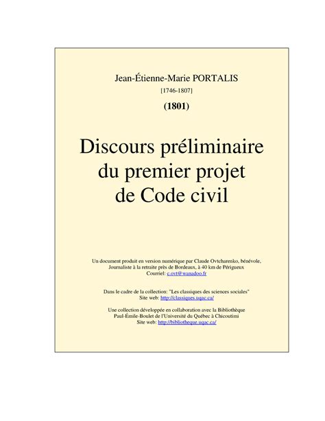 List Of Discours Preliminaire Du Code Civil