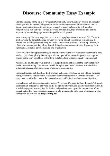 discourse community examples for students essay