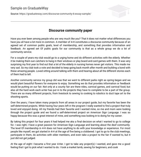 discourse community paper examples