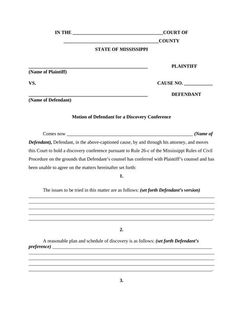 Discovery Request Motion For Discovery Template