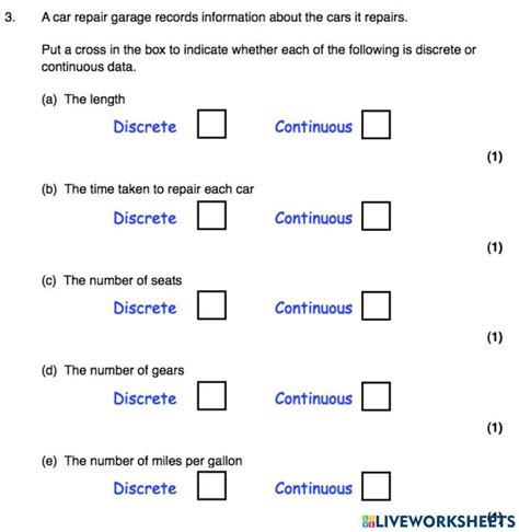 discrete continuous data worksheet