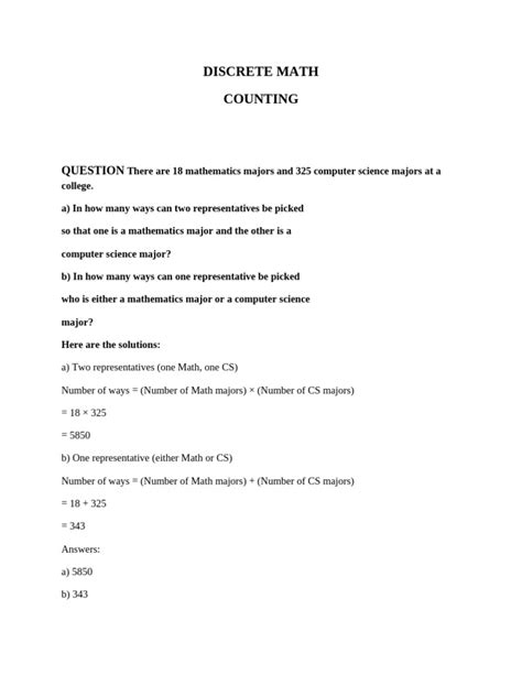 Discrete Math Counting Problems And Solutions