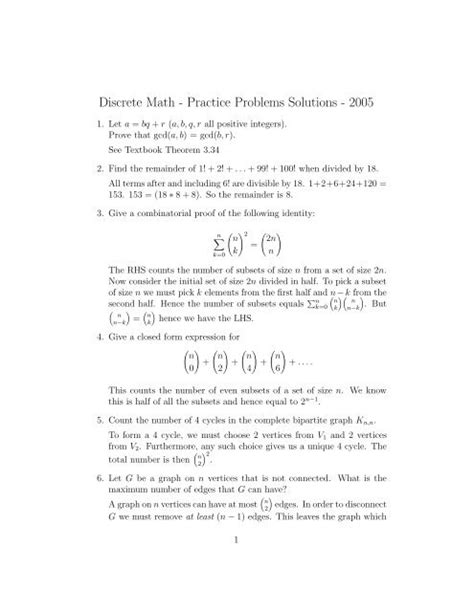 discrete math problems and solutions