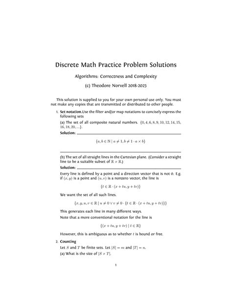 discrete mathematics practice problems with solutions