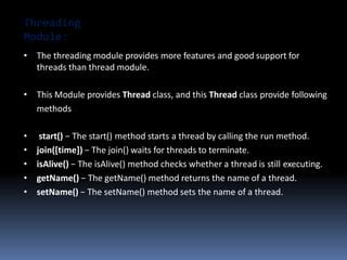 Discuss About All The Methods In Thread Module
