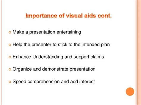discuss the importance of visual aids in presentation