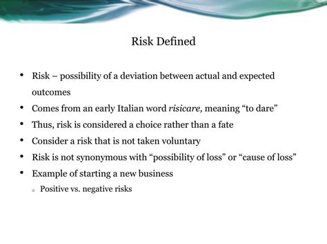 Discuss The Typical Definition Of Risk