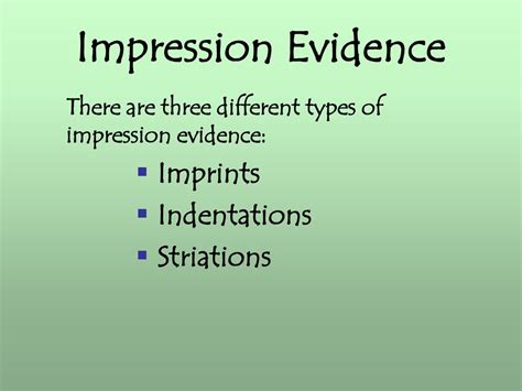Discuss Three Types Of Impression Evidence
