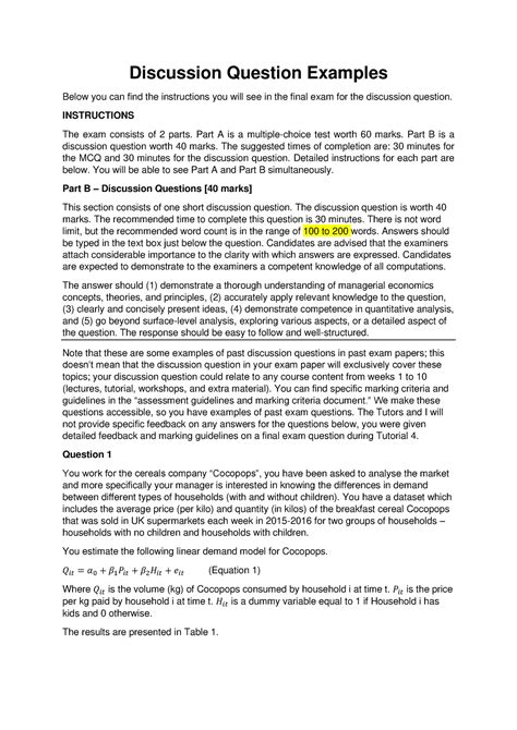 Discussion Question Examples