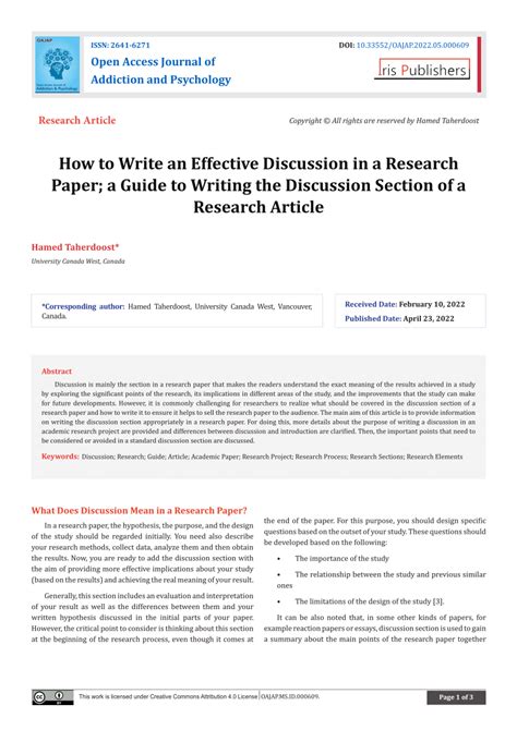 Discussion Research Paper Example