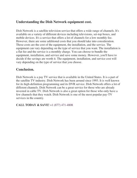 Dish Network Equipment Cost