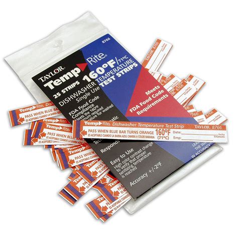 Dishwasher Temperature Test Strips