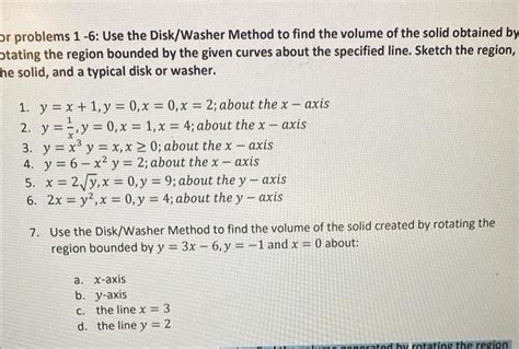 Disk/Washer Method Practice Problems