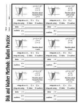 Disk And Washer Method Radius Practice