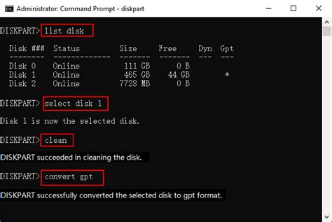 diskpart create gpt table