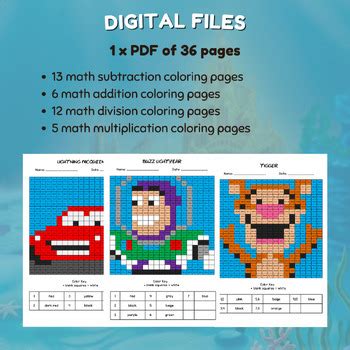 Disney Math Coloring Worksheets