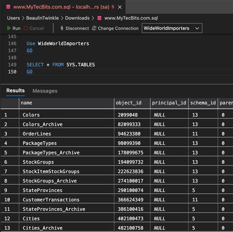Display All The Tables In Sql