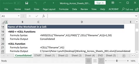 Display Cell Name In Excel