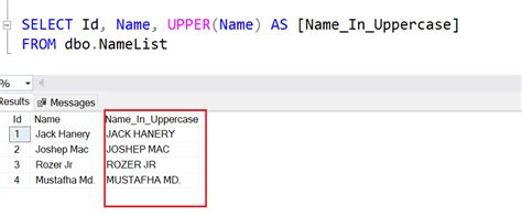 Display In Upper Case Sql